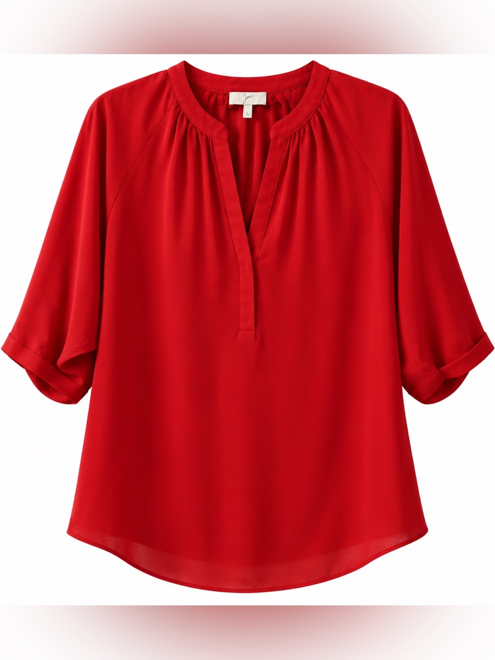 Joie Red Split-Neck Blouse – Size Large